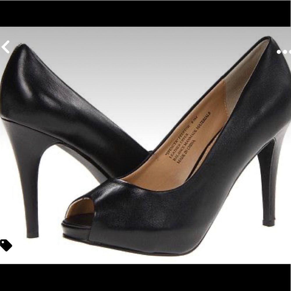 rsvp Spencer Leather Peep-toe Pumps Black SZ 10W